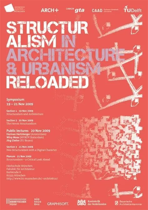 Plakat des Symposiums Structuralism in Architecture and Urbanism Reloaded, München 2009